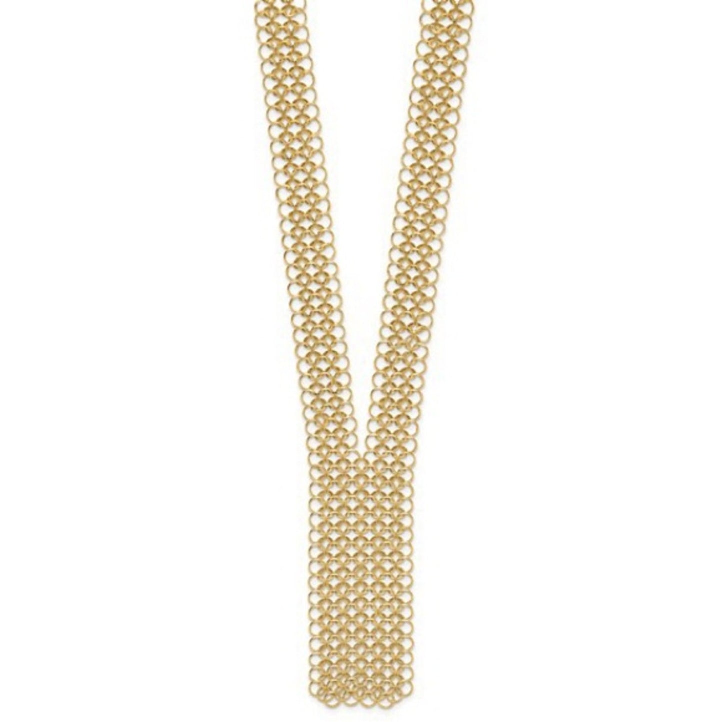 Herco 14K Yellow Gold Polished Fancy Circle Tie Necklace – 18”- Made in Italy