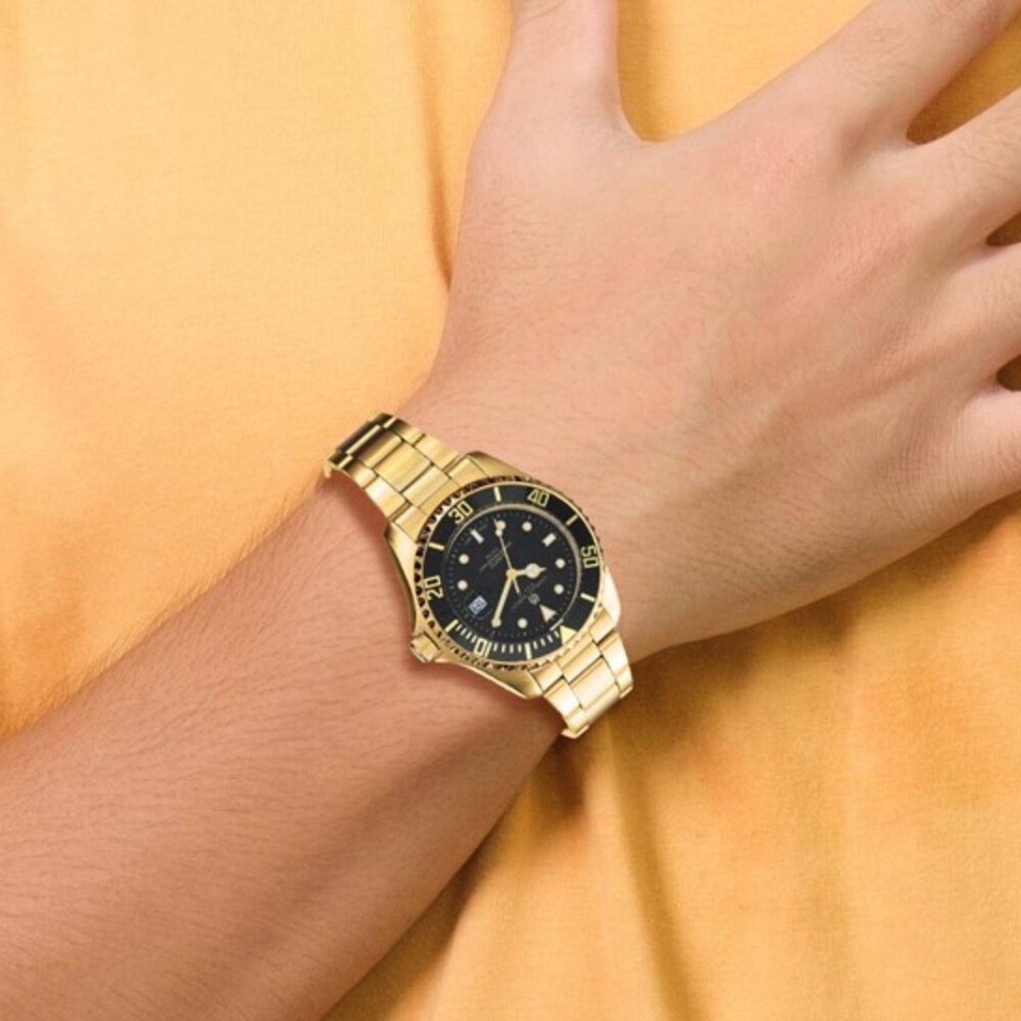 Charles Hubert Men's Gold-Plated Watch - Black Dial - Diver Style - 40mm