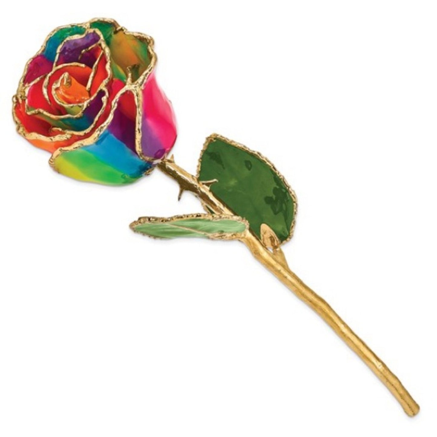 11" Paradise Neon Tie-Dye Real Rose – Lacquer Dipped & 24k Gold Trimmed