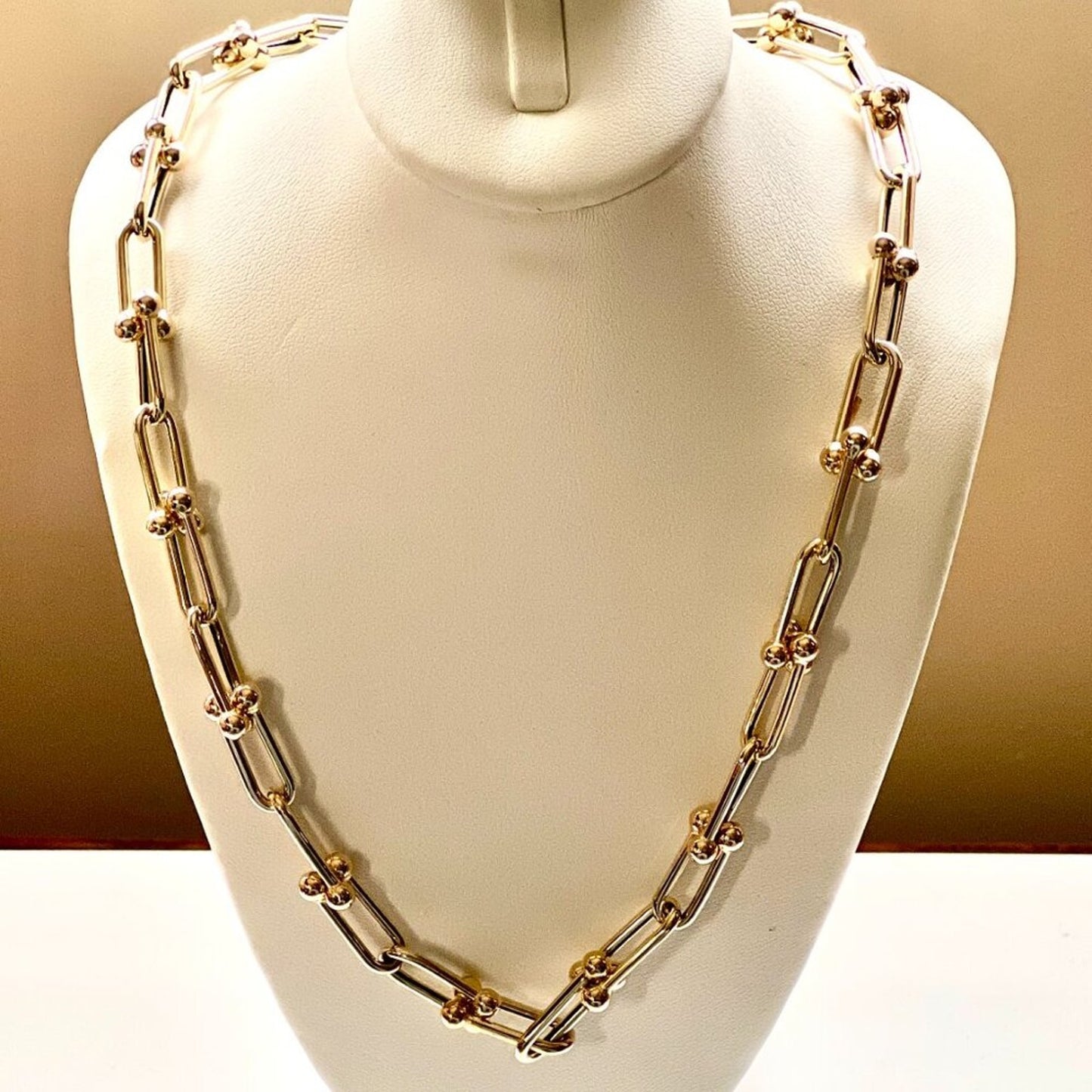 New 14K Gold Polished Fancy Open Link Necklace, By Leslies Jewelry