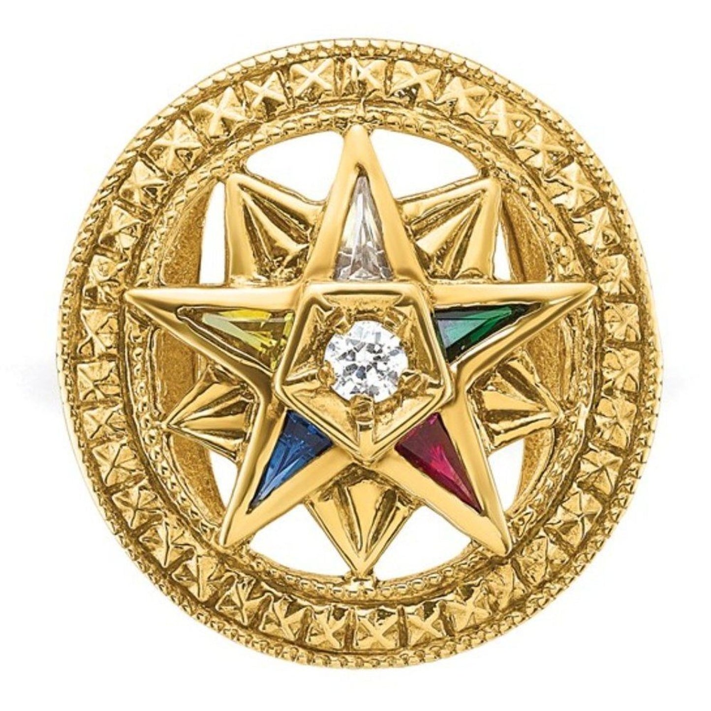 Stylish 14k Yellow Gold Eastern Star Masonic Ring for Women