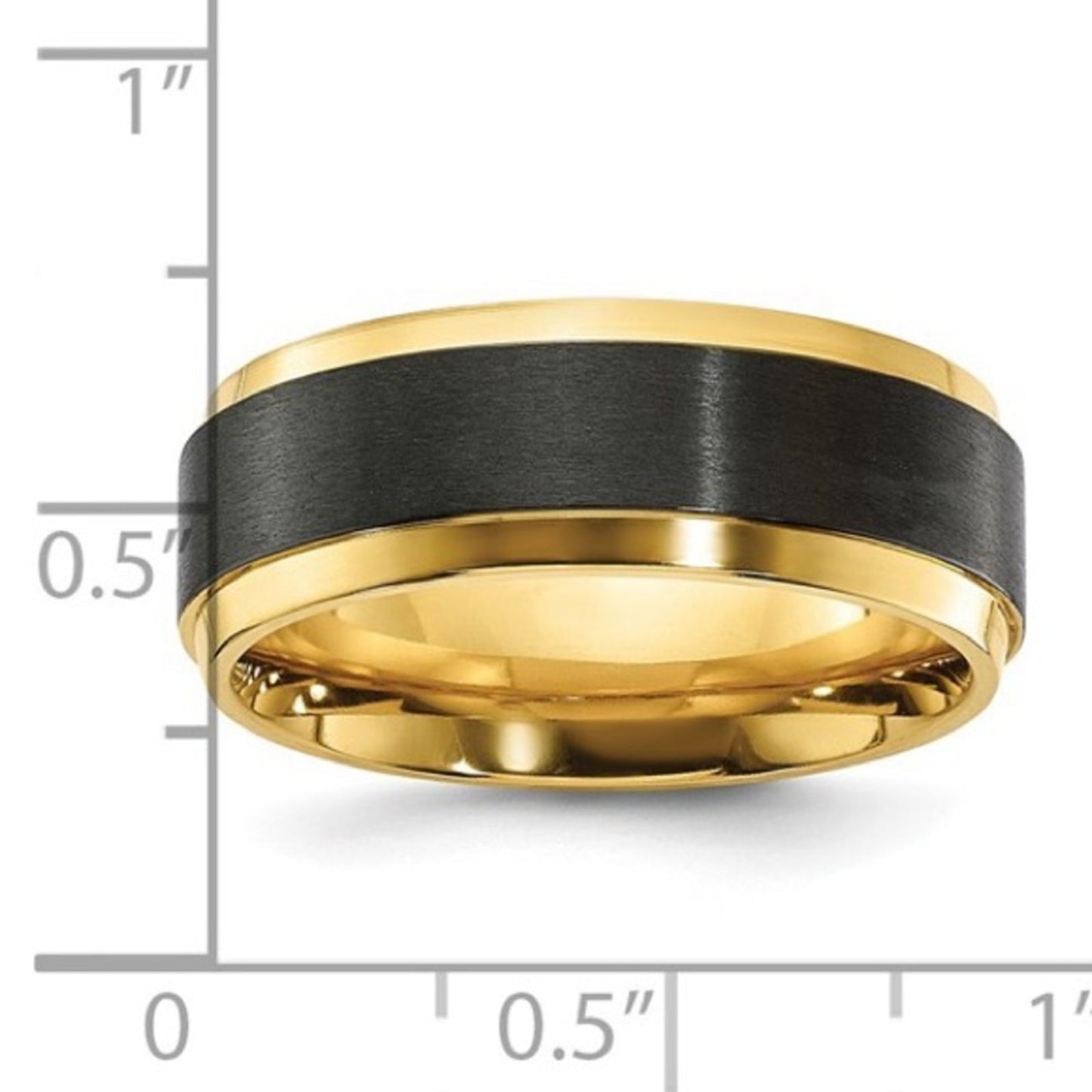 Chisel Black Zirconium & Gold IP-Plated 8mm Wedding Band - Two tone