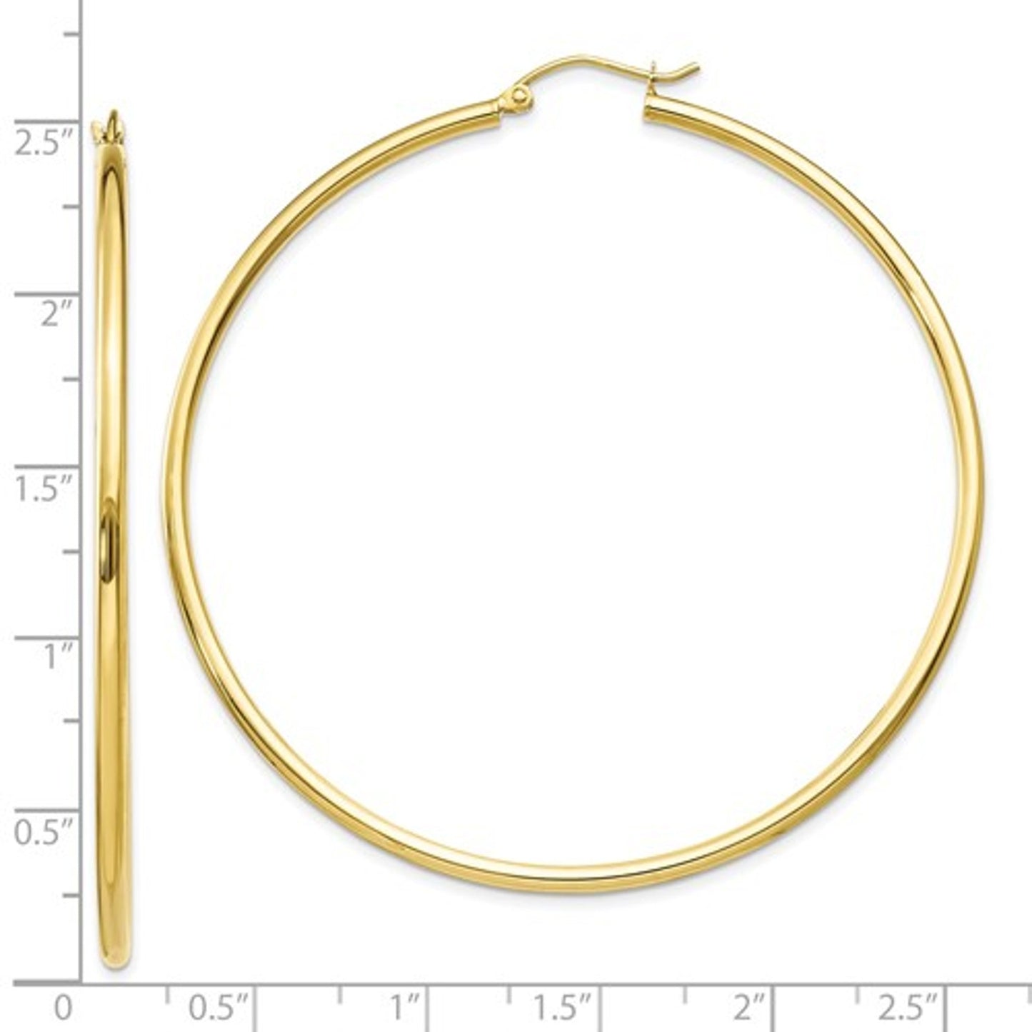 10k Gold Hoop Earrings- 2 1/2 inches long