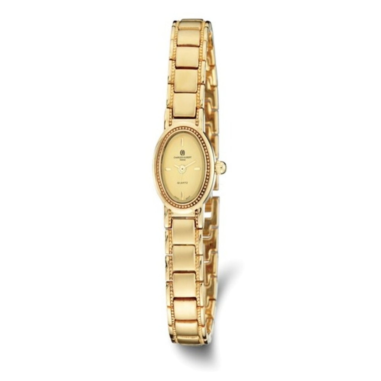 Charles Hubert Ladies Satin Gold Tone Watch - Oval Face - 17x23mm - NEW