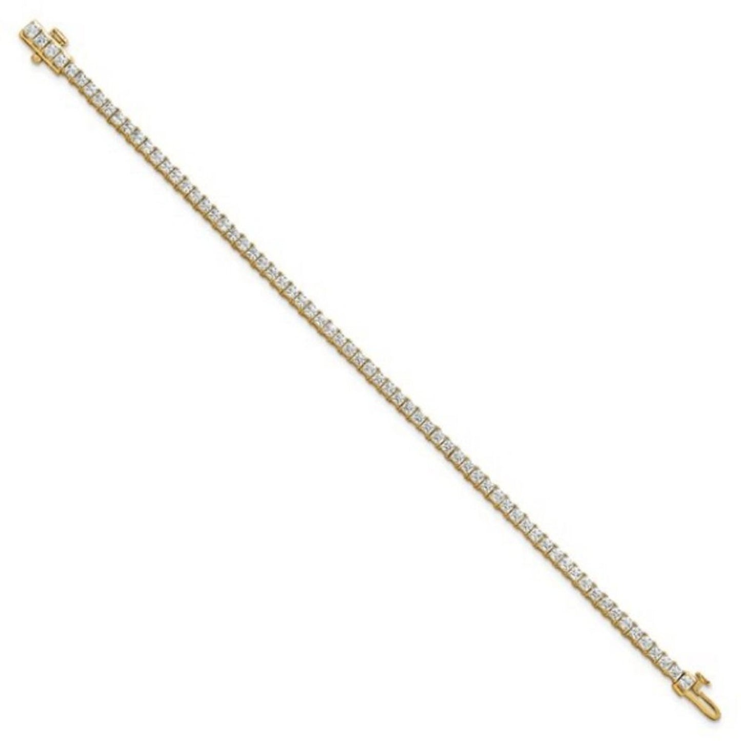 14K Yellow Gold 5ct Princess Lab-Grown Diamond Tennis Bracelet – 7"