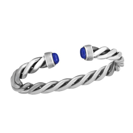 Men's Silver Lapis Cable Bracelet by Phillip Gavriel