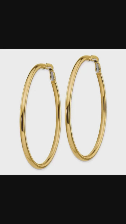 10k Gold Large Hoop Earrings with Omega Backs