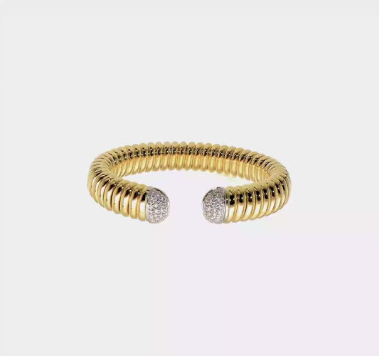 Exquisite 18K Two-tone Polished Diamond Cuff Bangle: A Versatile, Unisex, and Timeless Accessory