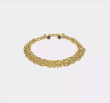 Load and play video in Gallery viewer, 18k Gold Byzantine Bracelet with Sapphires: 7.5 inches long. Made in Italy
