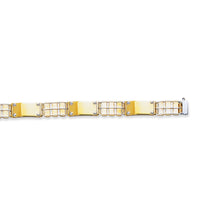Load image into Gallery viewer, Men&#39;s 14K Two-tone Gold Railroad Link with Screw Detail 8.5&quot; Chain Bracelet

