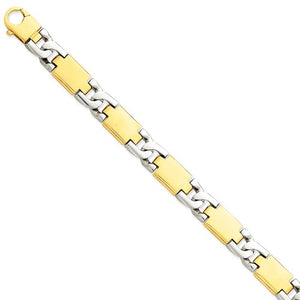 Men's 14k Two-Tone Polished Gold Fancy Link Bracelet