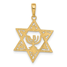 Load image into Gallery viewer, 14K Star of David with Menorah Pendant
