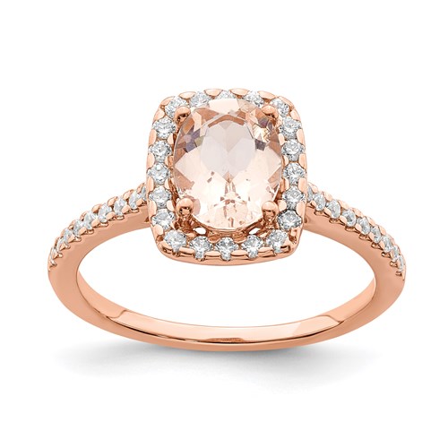 14k Rose Gold Engagement Rings and Wedding Band Set