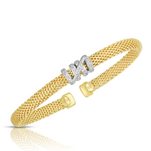14K Gold Popcorn Diamond Tally Cuff