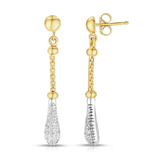14K Gold Popcorn Teardrop Diamond Earrings