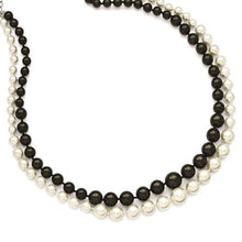 Load image into Gallery viewer, BLACK AND WHITE SHELL PEARL DOUBLE STRAND 18 INCH NECKLACE
