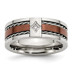 Unisex Stainless Steel Diamond Wedding Band by Chisel