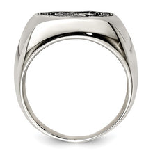 Load image into Gallery viewer, Sterling Silver Polished with Antiqued Replica 50 Lire Italian Coin Ring
