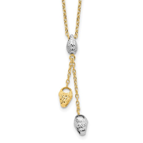 Leslie's 14K Two-tone Diamond-cut Beads Drop Necklace