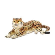 Load image into Gallery viewer, 14k Polished Diamond Cut Green Enamel Tiger Necklace with free gift
