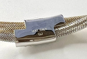 Leslie's 14K with White Rhodium CZ Polished Mesh Stretch Bracelet