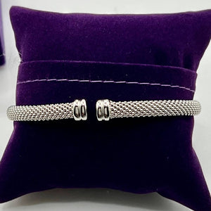 Phillip Gavriel Sterling Silver and Diamond Cuff Stationed Bangle