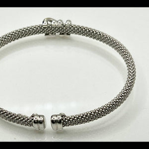 Phillip Gavriel Sterling Silver and Diamond Cuff Stationed Bangle