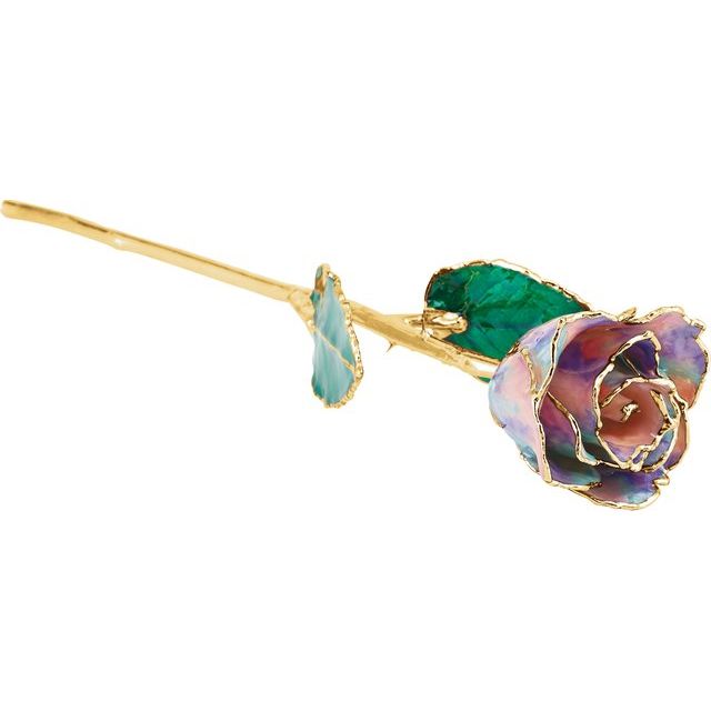 Laquered Birthstone Colored Roses with 24k Gold Trim