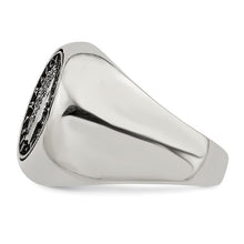 Load image into Gallery viewer, Sterling Silver Polished with Antiqued Replica 50 Lire Italian Coin Ring
