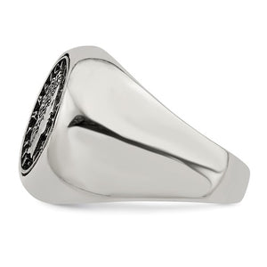 Sterling Silver Polished with Antiqued Replica 50 Lire Italian Coin Ring