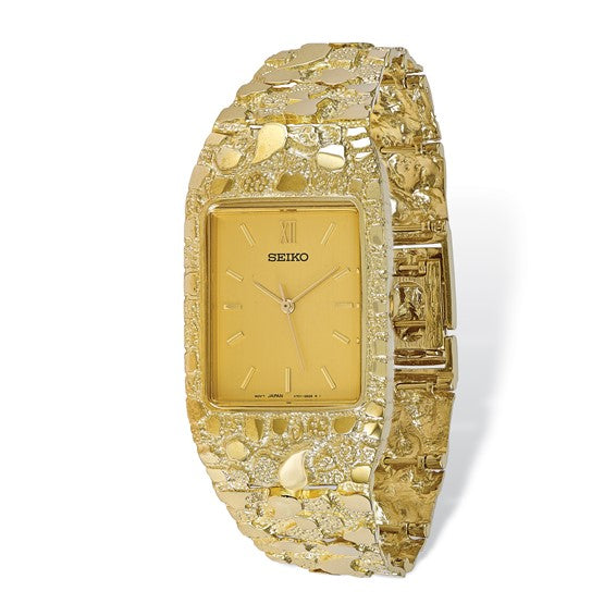 10k Gold Nugget Watch with Champagne  Dial