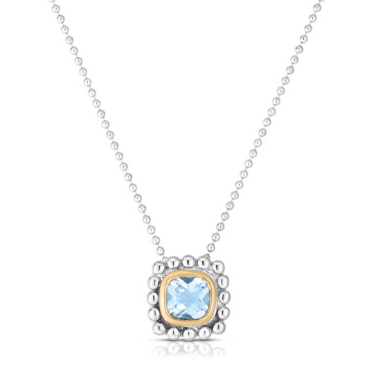 Sterling Silver & 18K Gold Quadra Popcorn Pendant With Aquamarine Precious Stone by Phillip Gavriel
