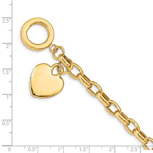 14k Yellow Gold Heart Charm Bracelet