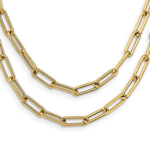 Leslie's 14k Polished Double-layer Paperclip Link Necklace