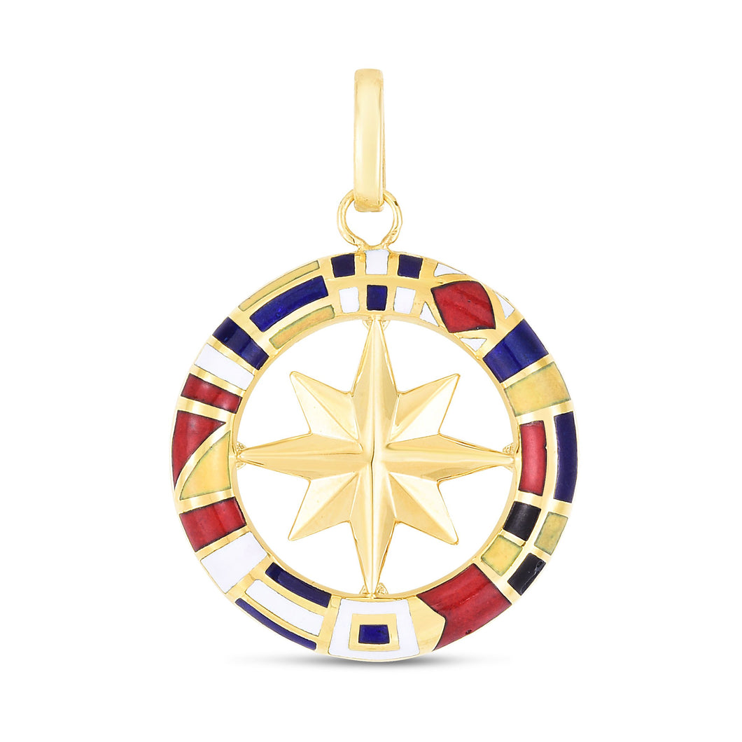 14k Men's Maritime Flag Compass Charm