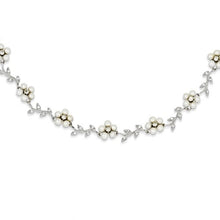 Load image into Gallery viewer, Sterling Silver Freshwater Cultured Pearl and CZ Floral Necklace
