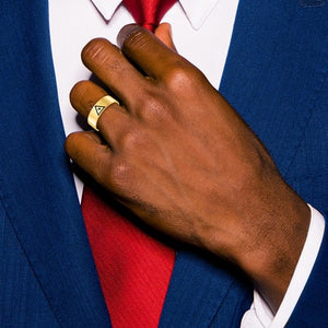 14k Polished Enameled Masonic Virtus Junxit Men's Ring