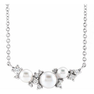 14K Yellow Akoya Cultured Pearl & .08 CTW Diamond 18" Necklace