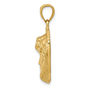 14K Solid Gold Large Jesus Head With Crown Pendant