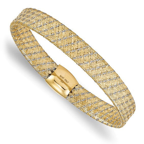14k Yellow Gold Stretch Mesh Bracelet, by Leslies