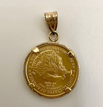 Load image into Gallery viewer, Wideband 14k Gold Diamond Cut Prong Bezel with 22k Gold Liberty Type 2 Coin
