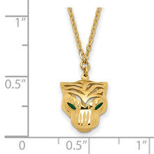 Load image into Gallery viewer, 14k Polished Diamond Cut Green Enamel Tiger Necklace with free gift
