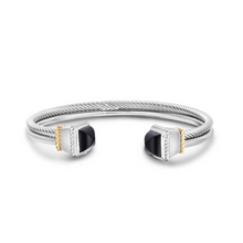 Load image into Gallery viewer, 18K Gold &amp; Silver Double Strand Italian Cable Cuff Bangle
