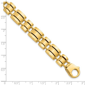 Leslie's 14K Polished and Center Satin Fancy Link Men's Bracelet