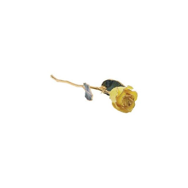 Lacquered Yellow Rose with Gold Trim