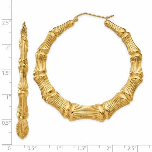 14k Gold Large Bamboo Hoop Earrings