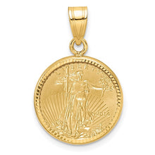 Load image into Gallery viewer, Wideband 14k Gold Diamond Cut Prong Bezel with 22k Gold Liberty Type 2 Coin
