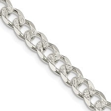 Sterling Silver 4mm Pave Curb Chain