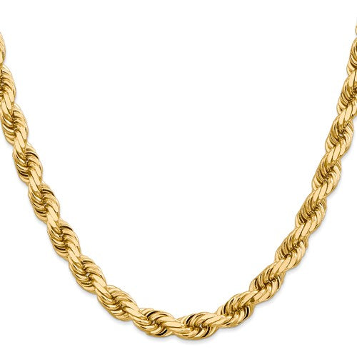 14K 20 inch 8mm Diamond-cut Rope with Fancy Lobster Clasp Chain