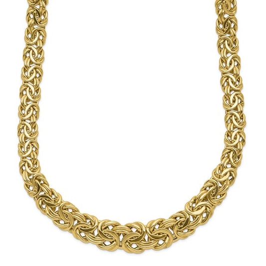 18K Gold TAPERED BYZANTINE CHAIN, 18 inches long